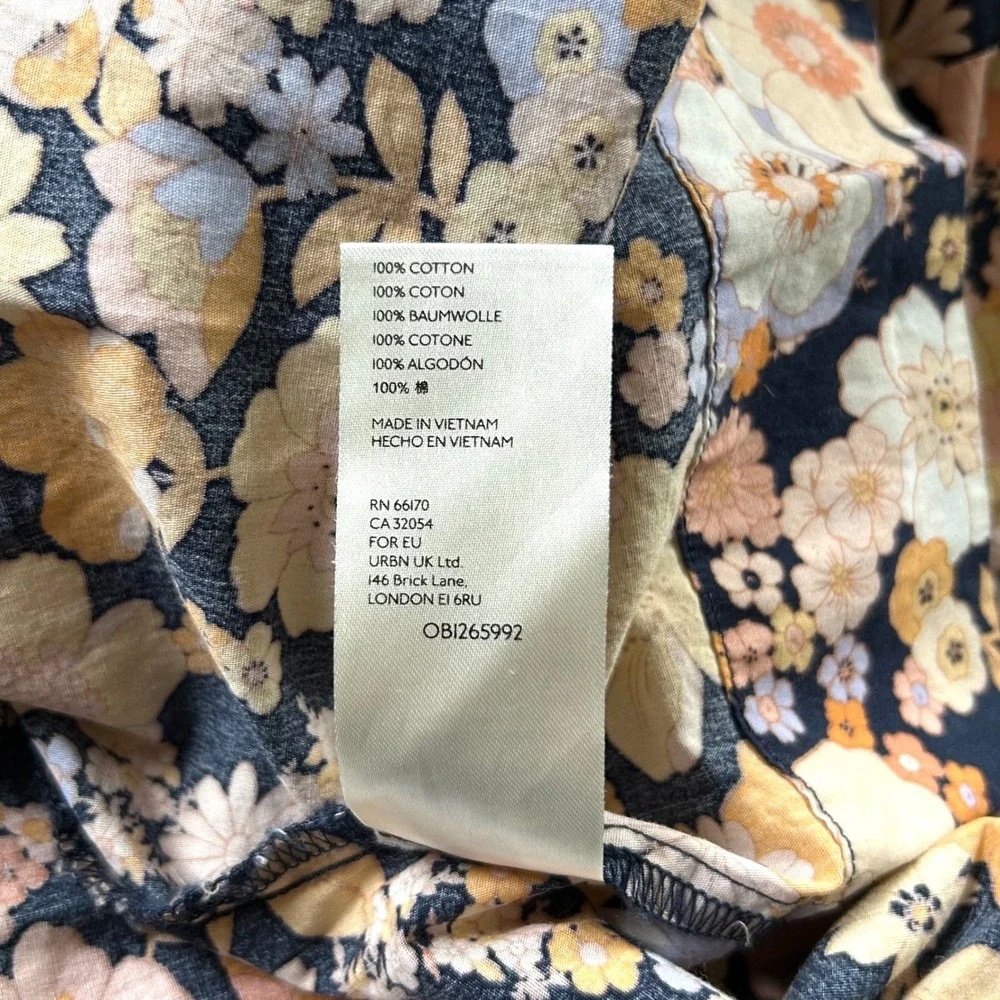 Free People Park Slope Floral Cotton Maxi Dress Navy Combo M Summer Vacation